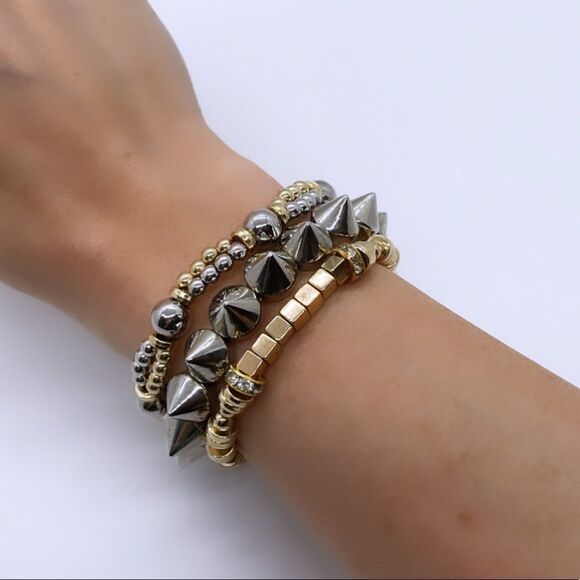 NWT Wool + Pepper Co. Mixed Metals Bracelet Stack - Picture 2 of 3